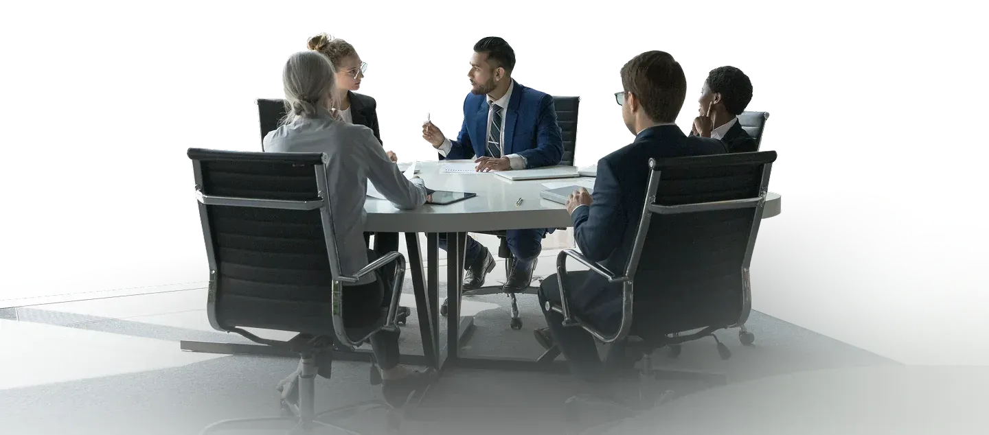 Team meeting during a product due diligence holistic evaluation session