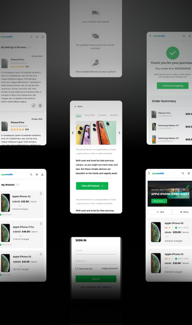 LycaMobile mobile app screens highlighting omni-channel digital experience