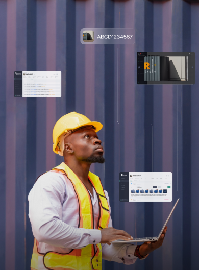 MCAN container inspection app mobile screens showing on-the-go inspection capabilities